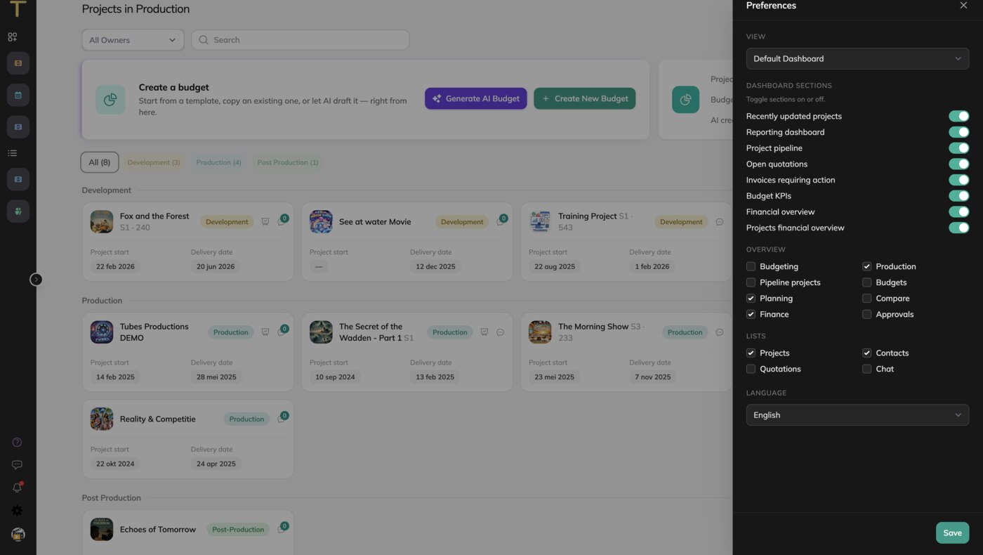 Preferences with the two sidebar layouts