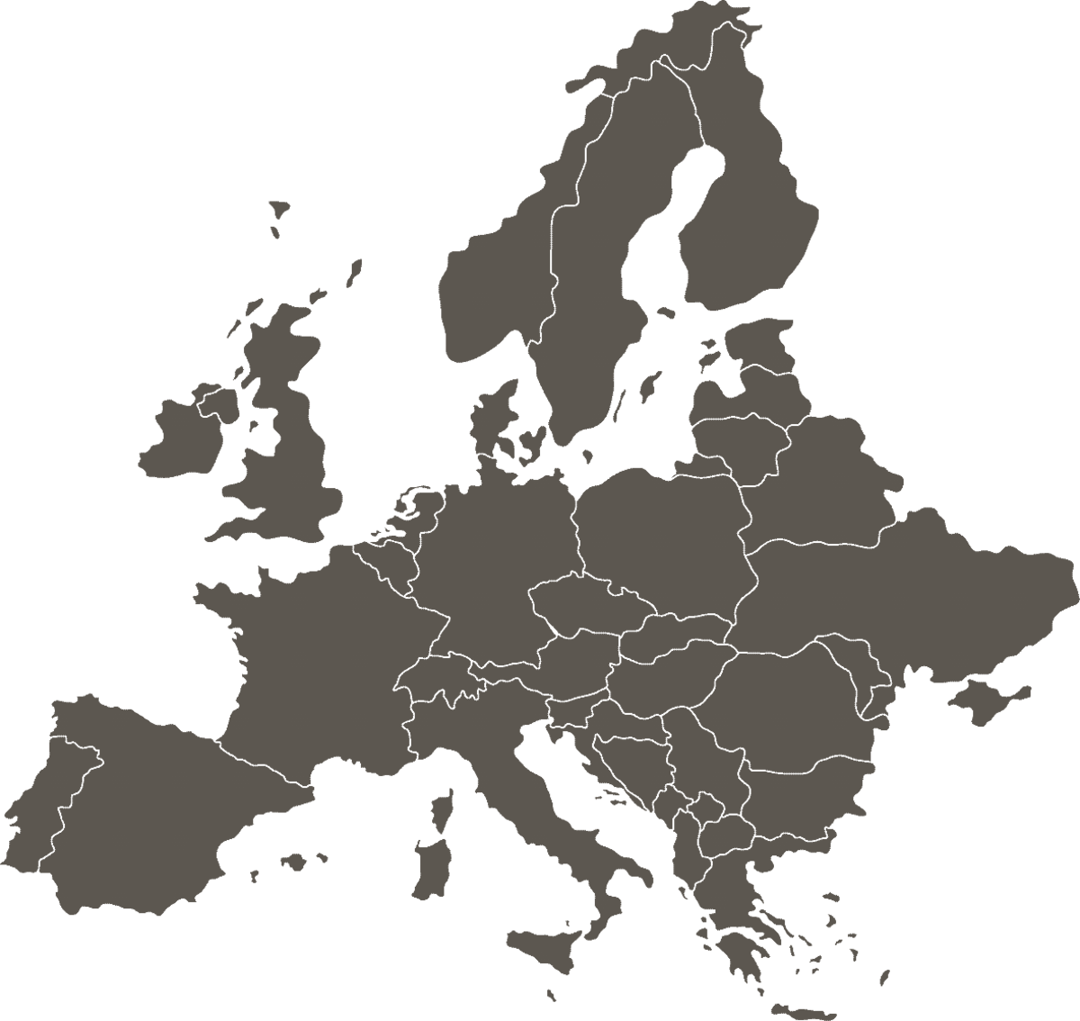 Map of Europe with the country borders